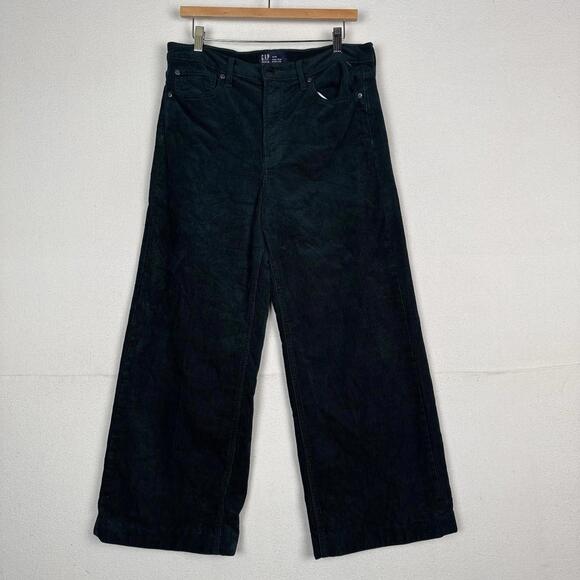 GAP Pants - Gap Corduroy Pants Women’s 10/30 Green High Rise Stride Wide Leg Zip 11” Leg
